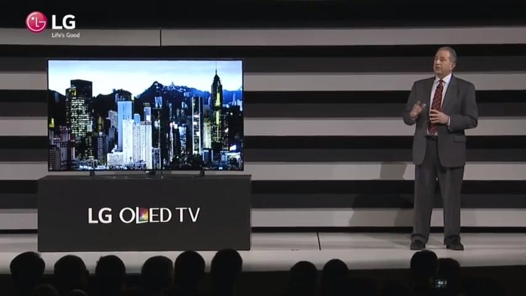 Mr Tim Alessi presenting the new range of webOS TVs for 2015