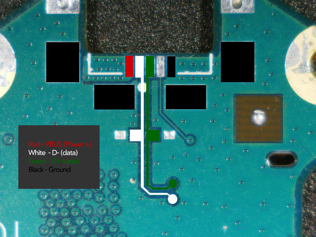 The top of the USB connector board.